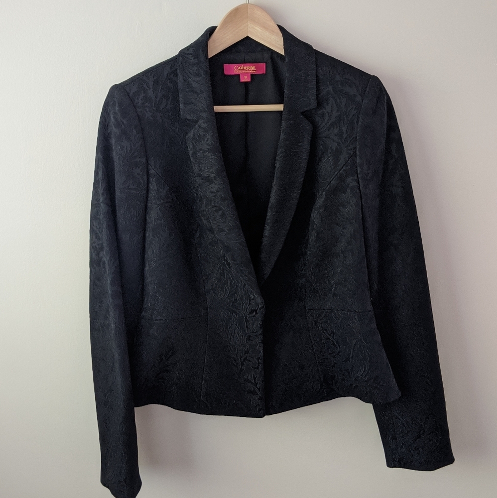 Elegant Subtle Brocade Black Blazer